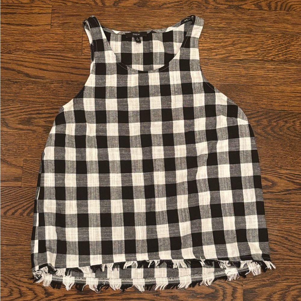 Drew Black and White Checkered Women's Top